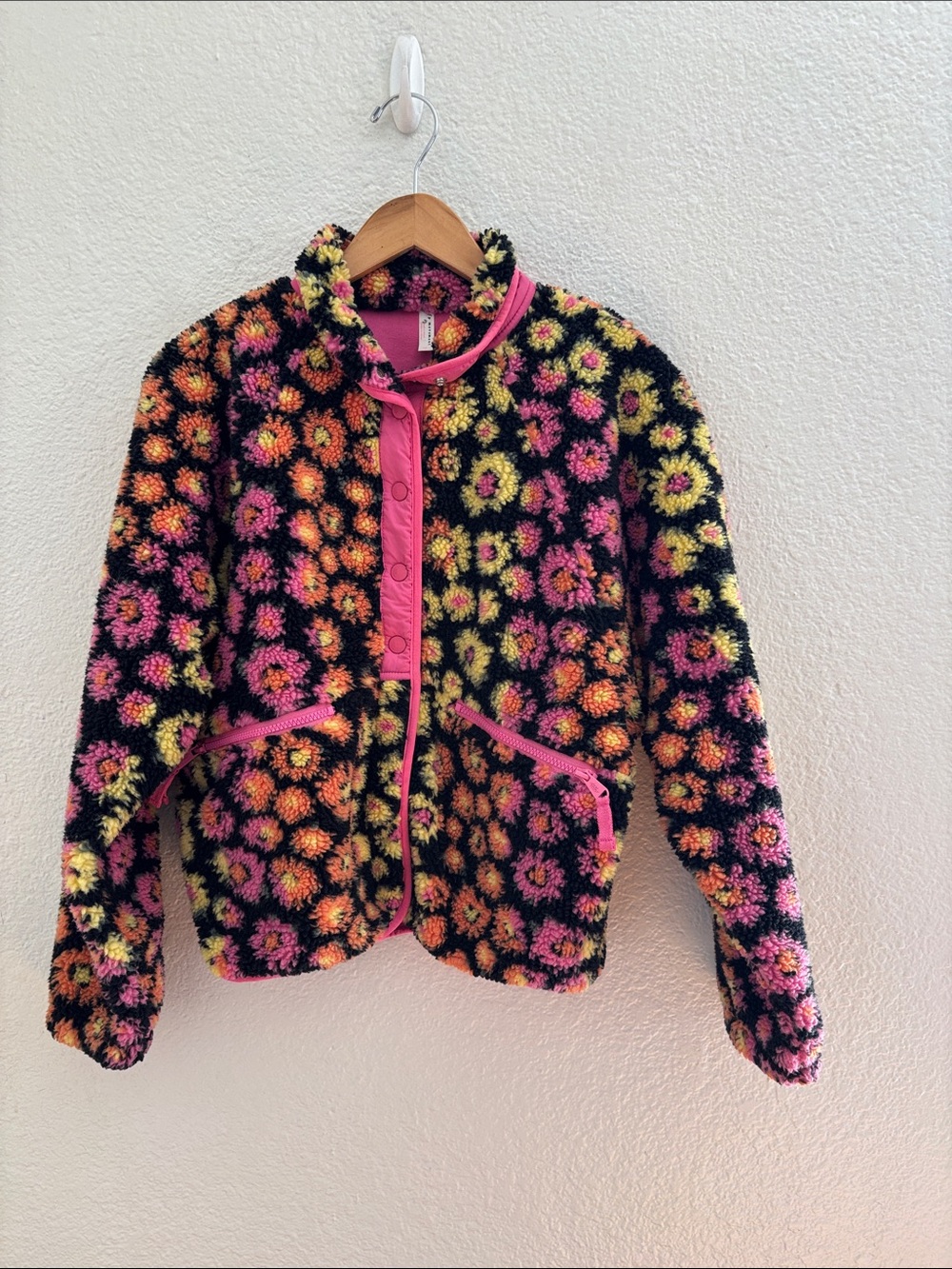 Free People Movement Hit the Slopes Floral Print Fleece Jacket Size Small - Picture 5 of 14